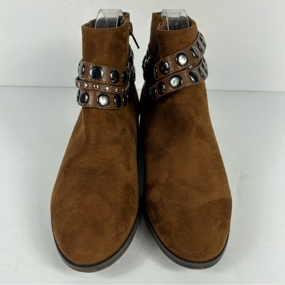 Le chateau Brown vegan Suede Ankle Boots with Studded Straps 36 - Picture 3 of 10